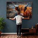 Highland Cow Wall Art Canvas Print, Abstract Rustic Farm by MyGreatCanvas | Canvas Wall Art Prints | Photo Prints & Wall Decor