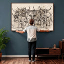 Abstract Cow Longhorn Wall Art Canvas Print for Cabin Decor by MyGreatCanvas | Canvas Wall Art Prints | Photo Prints & Wall Decor