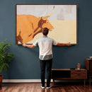 Minimal Longhorn Bull Wall Art Canvas Print, Neutral Western by MyGreatCanvas | Canvas Wall Art Prints | Photo Prints & Wall Decor