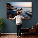 Coastal Fishing Boats Wall Art Canvas Print, Sunset Beach by MyGreatCanvas | Canvas Wall Art Prints | Photo Prints & Wall Decor