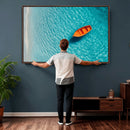 Minimalist Boat Wall Art Canvas Print, Aerial Sea Landscape by MyGreatCanvas | Canvas Wall Art Prints | Photo Prints & Wall Decor