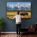 Bison in Mountain Landscape Wall Art Canvas Print – Western by MyGreatCanvas | Canvas Wall Art Prints | Photo Prints & Wall Decor