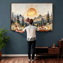 Boho Mountain Landscape Large Wall Art, Horizontal Gold by MyGreatCanvas | Canvas Wall Art Prints | Photo Prints & Wall Decor
