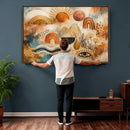 Geometric Boho Abstract Wall Art Canvas Print, Orange Blue by MyGreatCanvas | Canvas Wall Art Prints | Photo Prints & Wall Decor