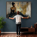 Black Woman Canvas Wall Art — Black Gold Gown Fashion Print by MyGreatCanvas | Canvas Wall Art Prints | Photo Prints & Wall Decor