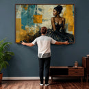 Elegant Woman Canvas Wall Art — Black Gold Gown Fashion by MyGreatCanvas | Canvas Wall Art Prints | Photo Prints & Wall Decor