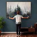 Misty Pine Forest Oil Painting Canvas — Dark Moody Teal Grey by MyGreatCanvas | Canvas Wall Art Prints | Photo Prints & Wall Decor