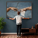 Funny Bathroom Canvas Wall Art, Michelangelo Creation of by MyGreatCanvas | Canvas Wall Art Prints | Photo Prints & Wall Decor