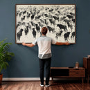 Longhorn Cattle Canvas Wall Art, Black White Stampede Ink by MyGreatCanvas | Canvas Wall Art Prints | Photo Prints & Wall Decor