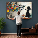 Banksy Butterfly Girl Wall Art Canvas Print, Framed Street by MyGreatCanvas | Canvas Wall Art Prints | Photo Prints & Wall Decor