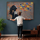 Urban Banksy Butterfly Girl Wall Art Canvas Print, Framed by MyGreatCanvas | Canvas Wall Art Prints | Photo Prints & Wall Decor