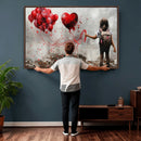Girl Graffiti Wall Art Canvas Print, Red Balloon Heart by MyGreatCanvas | Canvas Wall Art Prints | Photo Prints & Wall Decor