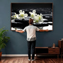 Plumeria Frangipani Black Stone Canvas | White Flower Spa by MyGreatCanvas | Canvas Wall Art Prints | Photo Prints & Wall Decor