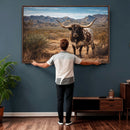 Texas Longhorn Bull Wall Art Canvas Print, Western Farmhouse