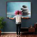 Zen Canvas Wall Art Lotus Flower Stacked Stones Teal Spa by MyGreatCanvas | Canvas Wall Art Prints | Photo Prints & Wall Decor