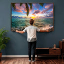 Hawaii Beach Sunset Canvas Wall Art Print, Tropical Ocean Landscape Artwork, Palm Tree Coastal Decor for Living Room Bedroom by MyGreatCanvas | Canvas Wall Art Prints | Photo Prints & Wall Decor