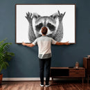 Funny Raccoon Canvas Wall Art, Black White Hands Up Animal Photo Print, Humorous Wildlife Decor, Kids Room Nursery Art, Quirky Animal Gift by MyGreatCanvas | Canvas Wall Art Prints | Photo Prints & Wall Decor