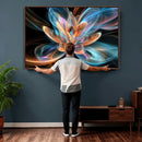 Fractal Lotus Canvas Wall Art, Blue Orange Glowing Flower Abstract Print, Modern Zen Meditation Room Decor, Ethereal Digital Art, Living Room by MyGreatCanvas | Canvas Wall Art Prints | Photo Prints & Wall Decor