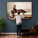 Funny Horse on Sofa Canvas Wall Art, Quirky Horse Lounging Photo Print, Whimsical Animal Decor, Living Room Conversation Art, Horse Lover Gift by MyGreatCanvas | Canvas Wall Art Prints | Photo Prints & Wall Decor