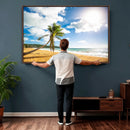 Tropical Beach Canvas Wall Art, Palm Tree Ocean Photo Print, Coastal Living Room Decor, Turquoise Sea Beach House Art, Summer Wall Art by MyGreatCanvas | Canvas Wall Art Prints | Photo Prints & Wall Decor