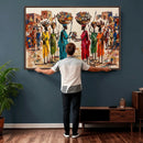 African Folk Art Canvas Wall Art, Colorful African Women Village Painting Print, Tribal Ethnic Home Decor, Vibrant African Art, Living Room by MyGreatCanvas | Canvas Wall Art Prints | Photo Prints & Wall Decor