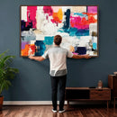 Blue Teal Abstract Canvas Wall Art, Modern Textured Painting Print, Navy Orange White Contemporary Art, Neutral Living Room Decor, Office Art by MyGreatCanvas | Canvas Wall Art Prints | Photo Prints & Wall Decor