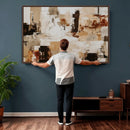 Blue Teal Abstract Canvas Wall Art, Modern Textured Painting Print, Navy Orange White Contemporary Art, Neutral Living Room Decor, Office Art by MyGreatCanvas | Canvas Wall Art Prints | Photo Prints & Wall Decor