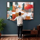 Blue Teal Abstract Canvas Wall Art, Modern Textured Painting Print, Navy Orange White Contemporary Art, Neutral Living Room Decor, Office Art by MyGreatCanvas | Canvas Wall Art Prints | Photo Prints & Wall Decor