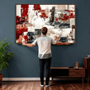 Blue Teal Abstract Canvas Wall Art, Modern Textured Painting Print, Navy Orange White Contemporary Art, Neutral Living Room Decor, Office Art by MyGreatCanvas | Canvas Wall Art Prints | Photo Prints & Wall Decor