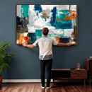 Blue Teal Abstract Canvas Wall Art, Modern Textured Painting Print, Navy Orange White Contemporary Art, Neutral Living Room Decor, Office Art by MyGreatCanvas | Canvas Wall Art Prints | Photo Prints & Wall Decor