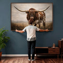 Texas Longhorn Wall Art Canvas Print – Brown Horned Bull