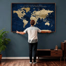 Custom Push Pin World Map Wall Art Canvas Print –