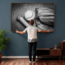 Vintage Baseball Glove and Bat Sports Wall Art Canvas,