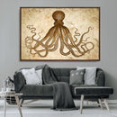 Sepia Octopus Wall Art Abstract Animal Canvas Print