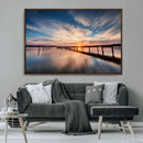 Wooden Pier on Seascape and Sunset Wall Art Canvas Print by MyGreatCanvas | Canvas Wall Art Prints | Photo Prints & Wall Decor