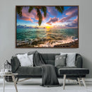 Framed Tropical Sunset Art Canvas Print