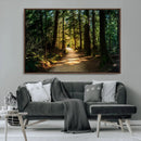 Sunlit Forest Pathway Canvas Print | 3 Panel Large Nature by MyGreatCanvas | Canvas Wall Art Prints | Photo Prints & Wall Decor