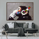 Dj Monkey Listening to Music Wall Art Print | Banksy Monkey by MyGreatCanvas | Canvas Wall Art Prints | Photo Prints & Wall Decor