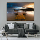 Serene Lake Pier at Sunset Canvas Print | Landscape Canvas