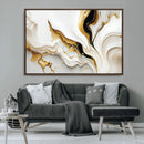 Gold Waves on Pure White Canvas – Gold Abstract Art for