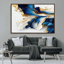 Gold Marble Art - Abstract Geode Gold And Blue Marble Shape