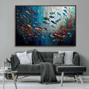 Modern Abstract Fish Shoal Wall Art Canvas Print, Colorful