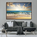 Golden Sunset Beach Triptych Canvas Wall Art for Living Room