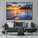 Serene Beach Sunset Wall Art Canvas- Coastal Seascape Print