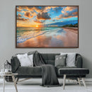 Serene Beach Sunset Wall Art | Coastal Ocean Canvas Print |
