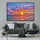 Vibrant Sunset Beach Wall Art - Ocean Sunset Canvas Print |