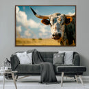 Longhorn in the Prairie - Stunning Ranch-Style Triptych Wall