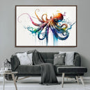 Watercolor Vibrant Octopus Wall Art Canvas Print | Abstract