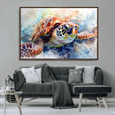Watercolor Sea Turtle Wall Art Canvas Print - Vibrant Ocean