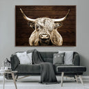 Highland Cow Wall Art Canvas Print, Rustic Farmhouse Decor,